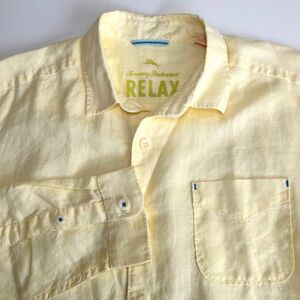 Tommy Bahama Linen Butter Yellow Relax Shirt Long Sleeve Cool Comfort Size S